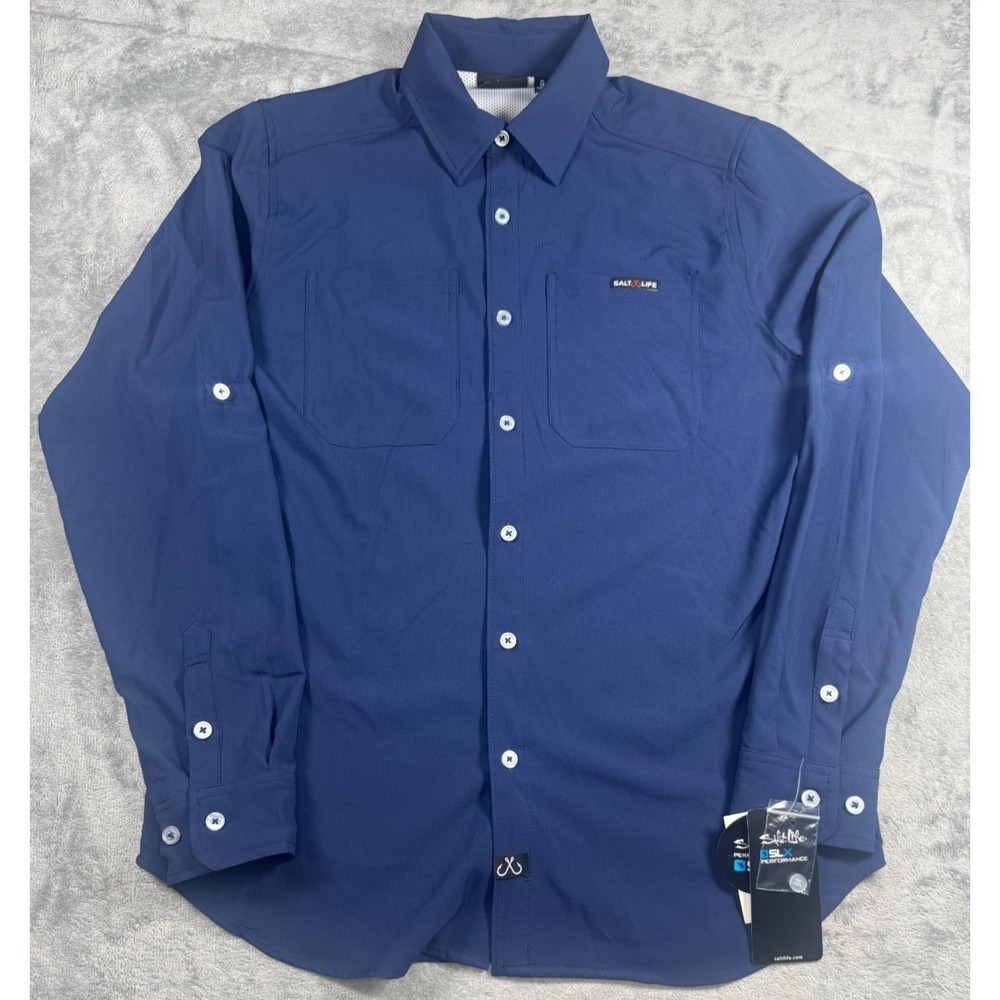 Salt Life SLX Performance Fishing And Boating Button Down Shirt Vented Men Small